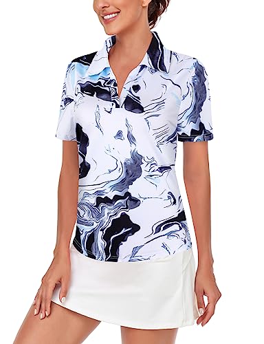 Image of Cucuchy Womens V Neck Golf Polo Shirts Moisture Wicking Sports Workout Tops