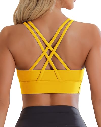 Image of Ama Larsi High Impact Strappy Sports Bra for Women | Padded Crisscross Back Supportive Running Yoga Workout Gym