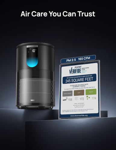 Image of DREO Smart Air Purifier for Home, Up to 1176 ft, HEPA Sleep Mode, Air Cleaner for Large Rooms & Bedrooms, Wi-Fi /Voice /Alexa, Pets, Smoke, Dust, Pollen & Odors, PM2.5 Monitor, DR-HAP009S (Dreo 539S)