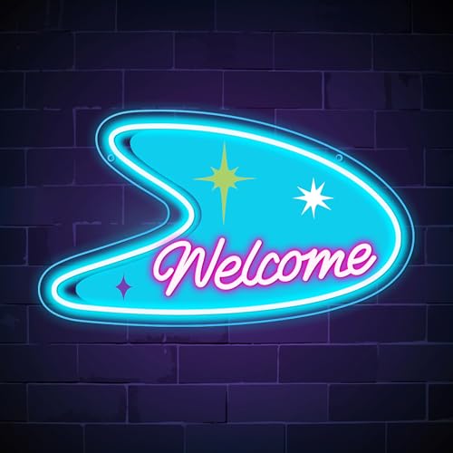 Image of Allball Mid Century Modern Boomerang Neon Sign, USB Powered Dimmable LED Neon Light, for Welcome Sign for Party Entrance Business Event Venue Reception Lighting, Gifts for New Business Owners(15.7*9)