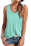 Tank Tops for Women Casual Summer Plain Sleevless Tops Dressy Beach Vacation Clothes Aqua XXL