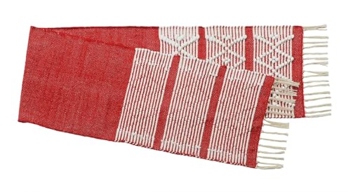 Image of Handwoven Designer Organic Cotton Table Runner for 6 Seater Dining Table |Center Table | Patio Table |Coffee Table (14*72 INCHES)|RED D| TRBL 019