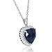 Amanda Rose Colection Heart of the Ocean Created Blue and White Sapphire Pendant Necklace for Women in 925 Sterling Silver (12ct tw) on an 18 inch Sterling Silver Chain