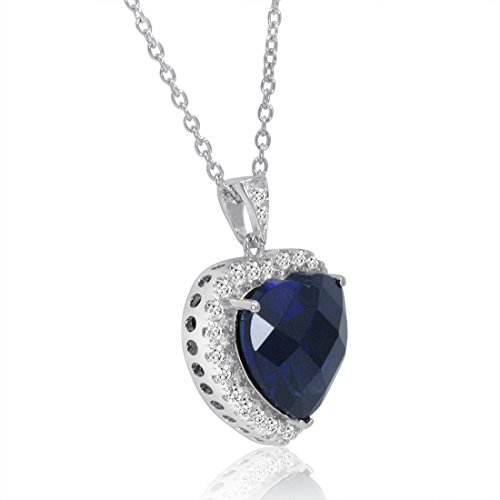 Amanda Rose Collection Heart of the Ocean Pendant Necklace in Sterling Silver (12ct tw) 18 Inch Sterling Silver Chain |Lab Created Ruby or Lab Created Sapphire | Gifts for women2