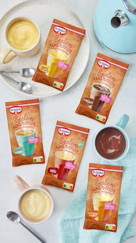Dr. Oetker Seelenwärmer im praktischen 15er Probier-Set – der Tassenpudding in den bewährten Geschmacksrichtungen 3x Schokolade, 3x Vanille, 3x Sahne-Mandel, 3x Grieß und 3x Karamell