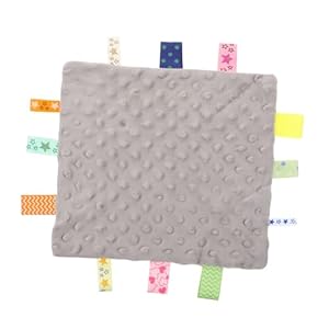 TOYANDONA Baby Schnuffeltuch Grau mit bunten Bändern