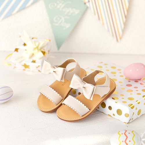 Image of Felix & Flora Toddler Girl Sandals - Little Girl Easter Dress Shoes Lightweight Open Toe Beach Holiday Flats