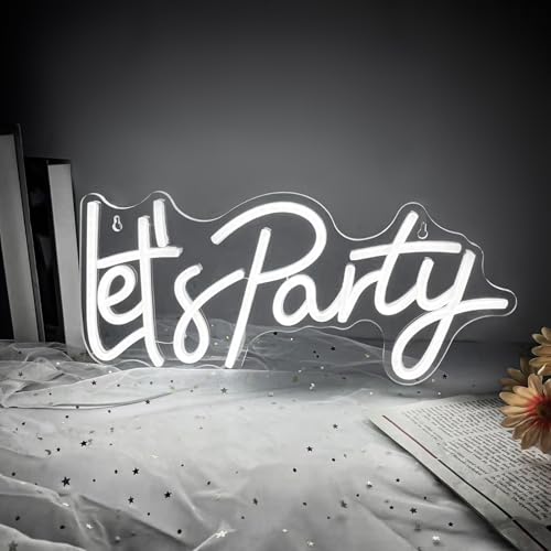 Lets Party Neon Sign LED Lets Party Neon Light Up Signs for Wall Decor