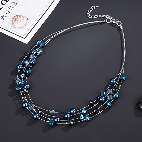 Layered Choker Freshwater Pearl Necklace - Fashion Jewelry Necklace Gifts For Women Girls Mom (17-Navy Blue) #TOP5