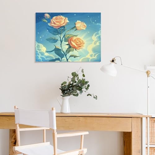 Toile murale roses oranges : la solution pour raviver un mur blanc - 7