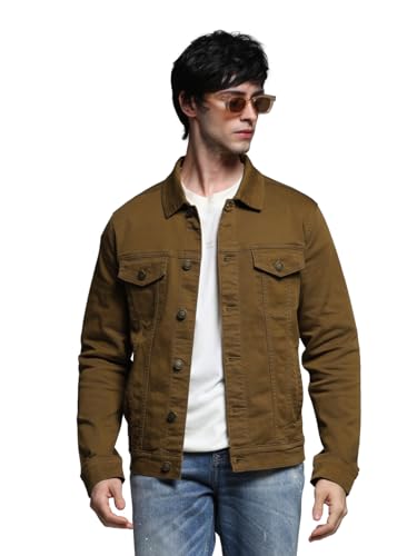 Image of JACK & JONES Men's Spread Collar Cotton Standard Length Washed Denim Jacket