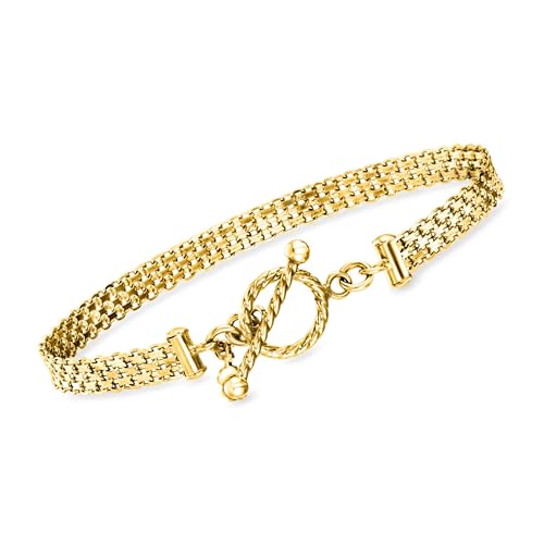 Ross-Simons Italian 18kt Gold Over Sterling Bismark-Link Toggle Bracelet