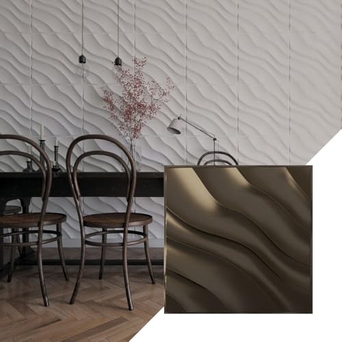 Ekena Millwork 19 5/8"W x 19 5/8"H Modern Wave EnduraWall Decorative 3D Wall Panel, Metallic Dark Bronze (Covers 2.67 Sq. Ft.