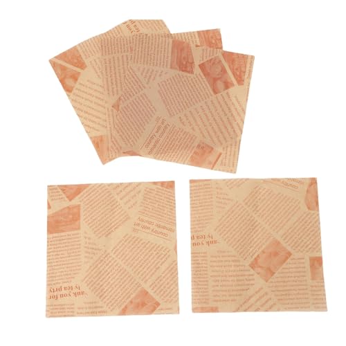Grease Proof, High Temperature Proof, Versatile Design Frying Paper 500 Sheets, Material Pulp Food Basket Liner for Baking (Cowhide Color Newspaper Printing)