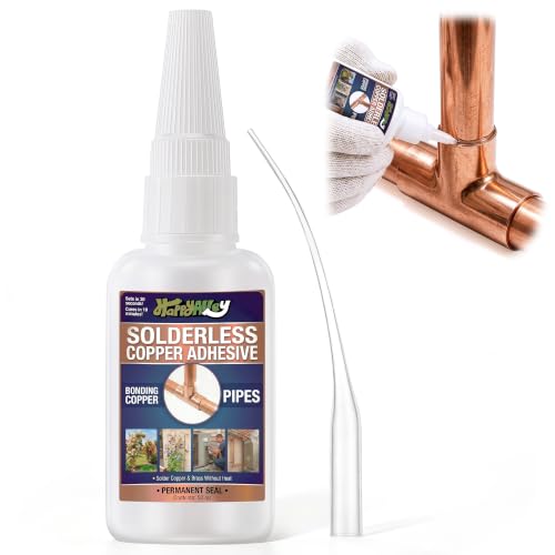 50ml Copper Soldering Kit No Heat Liquid Solder for Copper Pipe w/Precision Nozzle Instant Leak Repair Plumbing Solder for Copper&Brass Up to 500 PSI -60F to +300F Bonding Solution for Pipe&HVAC