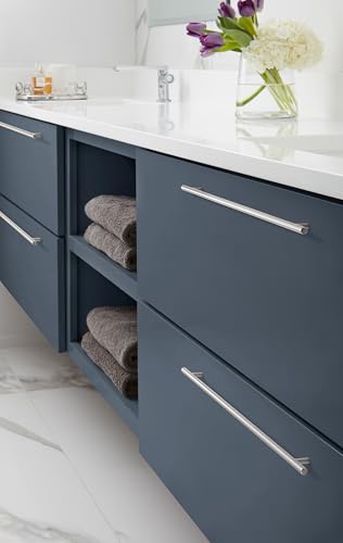 Image of Amerock 18-7 /8 inch Bar Pulls Satin Nickel Drawer Pull | 18-7 /8 inch (480mm) Center-to-Center Mounting Distance and 22-1 /16 inch Overall Length, Durable Carbon Steel Cabinet Hardware