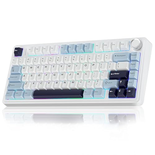 Image of Aula F75 75% Wireless Mechanical Keyboard | Hot Swappable | Pre-lubed Linear Switches | RGB Backlit | 2.4GHz /Type-C /Bluetooth Gaming Keyboard (Ice Blue, Ice Vein Switch)