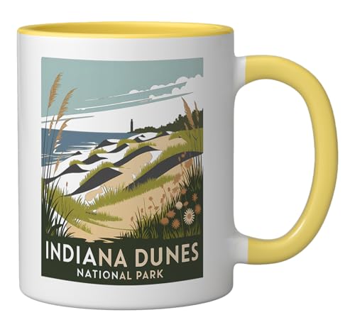 Mug cerámico Indiana Dunes 11 onzas amarillo/blanco miniatura 2