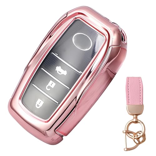 NEUHOO Car Accessories Compatible with Mazda 2 2024-2025 2026 Key Case and Key Fob, Key Case Silicone Key Card Case (Pink)