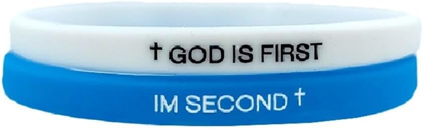 Christian Silicone Bracelet Set - God is First, I Am Second Inspirational Wristbands | Faith-Based Jewelry for Men/Women | Multi-Color Religious Gifts for Church, Youth Groups, Baptism