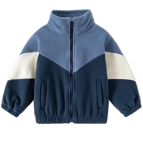 NautySaurs Kleinkind Jungen Fleecejacke Frühling Herbst Leichter Mantel bedruckt durchgehender Reißverschluss Oberbekleidung, Blau-Navy, 2-3 Jahre