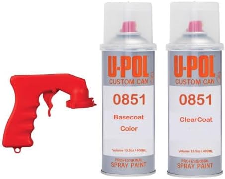 Upol Absolute Match Aerosol Basecoat Clearcoat High Gloss Touch Up kit for Suzuki (All Models) ZY4 Azure Grey Metallic Custom Mixed to Match Inluding EZ Spray Trigger (0851 + 0851 + 128)