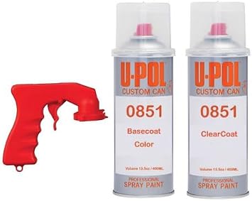 Upol Absolute Match Aerosol Basecoat Clearcoat High Gloss Touch Up kit for Skoda All Models LW5Q Lava Blue Metallic Custom Mixed to Match Inluding EZ Spray Trigger 0851 + 0851 + 128