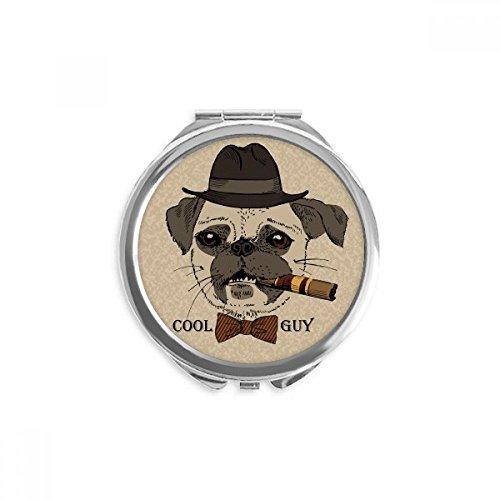 Miroir rond maquillage portable style british et illustration chien dandy