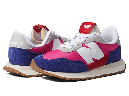 Image of New Balance Kids 237 Bungee Sneaker, BLUE /EXUBERANT PINK, 12.5 W Little Kid (4-8 Years)