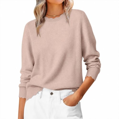 moolBeko Sweaters for Women Fall Scalloped Long Sleeve Pullover - image 5