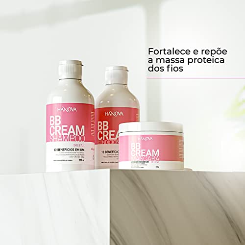 HANOVA Kit BB Cream (1 Shampoo BB Cream 300mL + 1 Máscara BB Cream 300 mL + 1 Condicionador BB Cream