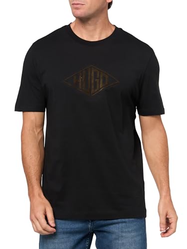 HUGO Mens Textured Retro Logo Cotton T-Shirt