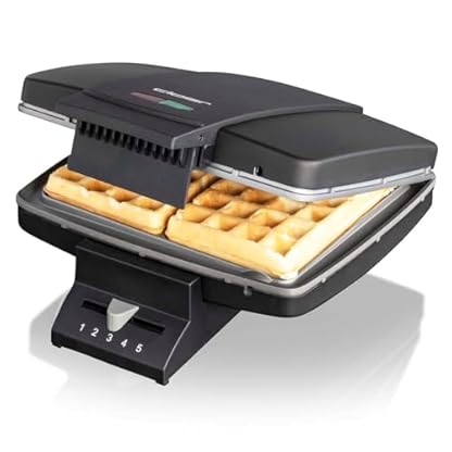 Cloer 1440 Brüsseler Waffeleisen für traditionelle Belgische Waffeln, 930 W, Backampel, schwarz lackiertes Metallgehäuse