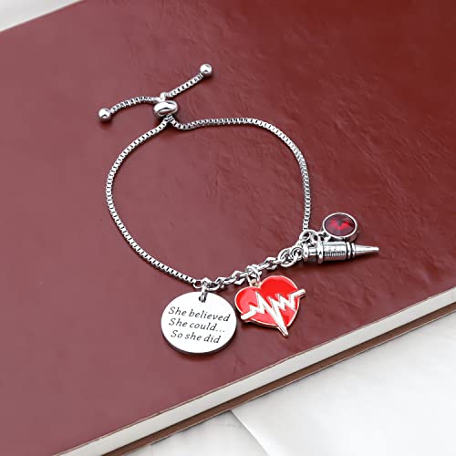 PLITI Phlebotomist Bracelet - Phlebotomy Technician Graduation Gift: 'She Believed She Could So She Did' 5