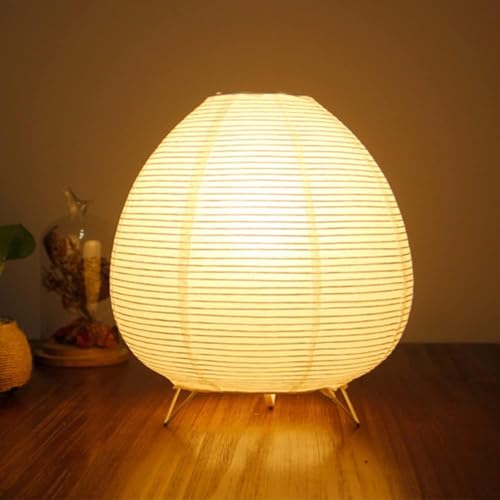 OKSANO Nachttischlampe Papier und Chrom Stehlampe Raum Dekoration Festival Laterne Licht Nachttisch Schreibtischlampe Schlafzimmer Kommode Wohnzimmer College Dorm Kaffee (23 * 23 * 21CM)