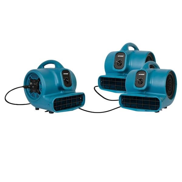Image of XPOWER X-400A Pro 1 /4 HP 1600 CFM Centrifugal Air Mover, Carpet Dryer, Floor Fan, Blower, Daisy Chain, for Water Damage Restoration, Janitorial, Plumbing, Home Use,Blue