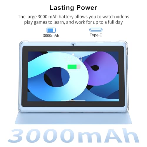 Image of 7 Inch Android 14 Tablet with Waterproof Case(Blue)