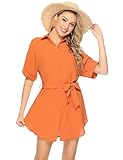 【Vielseitige Hemdbluse】diese Lange Bluse kann man gut kombinieren, da es selbst sehr schlicht ist. Mann kann als chices Minikleid trafen auch als Blusenshirt offen anziehen mit einem Top drunter. sie eignen sich sowohl für den Alltag, mit skinny Jeans oder leggins und Turnschuhen, als auch fürs Büro. Es ist sportlich aber auch mit Higheels tragbar.
