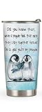 20oz Penguin Couple Tumbler, Stainless Steel Double Wall Vacuum Insulated Coffee Mug, Travel Cup with Lid