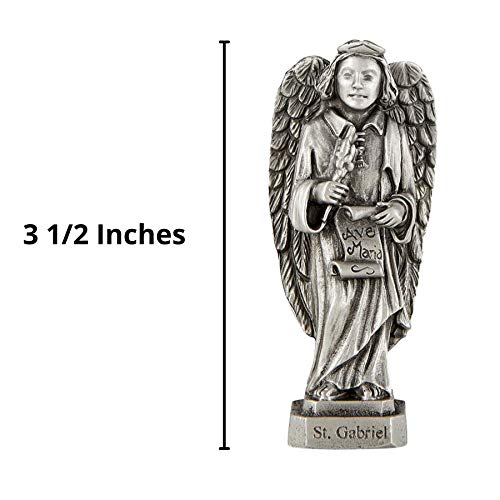 Estatua de San Gabriel de peltre 3.5 pulgadas miniatura 2