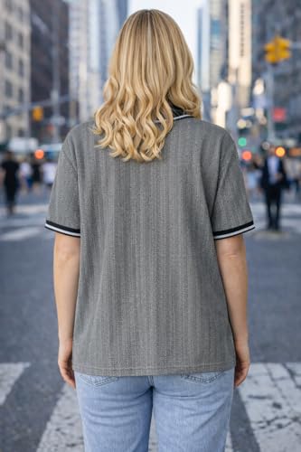 Image of Mack Jonney Women's Textured Polo T-Shirt | Half Sleeve Cotton Blend Top |Casual Collar Tee | Regular Fit-M7558