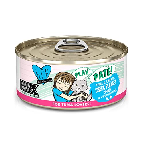 Weruva B.F.F. Play - Best Feline Friend Paté Lovers, Aw Yeah!, Tuna & Chicken Check Please! with Tuna & Chicken, 5.5oz Can (Pack of 8)