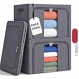 RICHXEL 2 Cajas Almacenaje Ropa 66L Armario Marco Metálico · Rígidas...