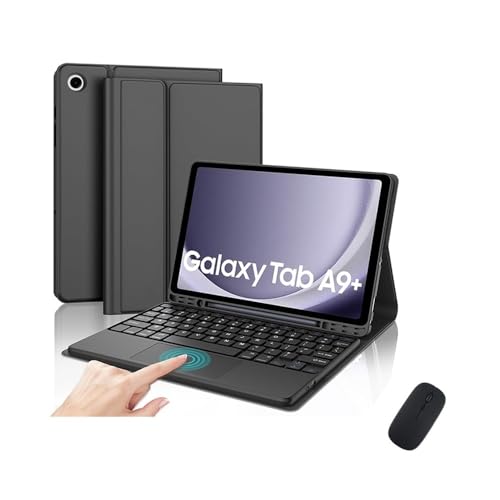 Funda de cuero Samsung Galaxy Tab A9+ Plus YSJX con teclado QWERTY y acabado elegante 5