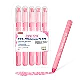 Shuttle Art 5 Pack Pink Gel Highlighters,Bible Highlighters,No Bleed Through, Bible Journaling Supplies,Great for Journaling, Highlighting and Studying