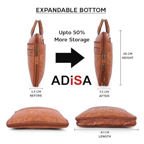 Image of ADISA Laptop Messenger Office Bag Briefcase for Work for Men (LB6056-TAN)