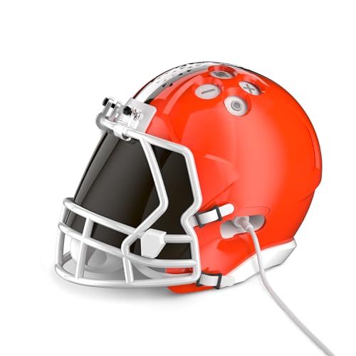 Image of NFL Echo Dot Bundle: Includes Echo Dot | Glacier White and Limited-Edition NFL Helmet Stand | Cleveland Browns