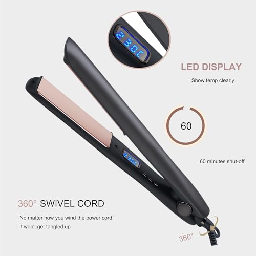 Hair Straighteners for Women,3cm Ceramic Plate 100℃ to 230℃ Inside Temp Button LED Digital Display Hair Straightener 2m 360 ° Swivel Cord for Thick Long Short Medium Hair - Image 3
