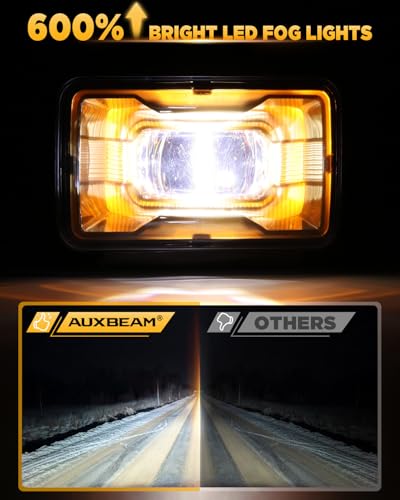 Image of Auxbeam 2026 Upgraded LED Fog Lights Lamps With Amber Ambient DRL, 600% Brighter 5800LM Fog Lights for Ford F150 2015-2020, Bumper Fog Lamps Dot Approved, IP67 Waterproof, Pair, Black