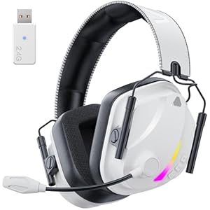Auriculares inalámbricos para juegos para PS5, PS4, PC, 2.4 GHz de baja latencia y Bluetooth 5.4 auriculares para juegos con micrófono con cancelación de ruido, controladores de 1.969 in